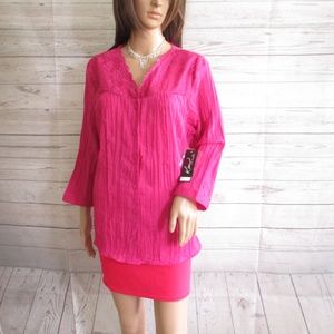 NWT - KIM RODGERS pretty pink blouse - sz PXL - MSRP $44.00